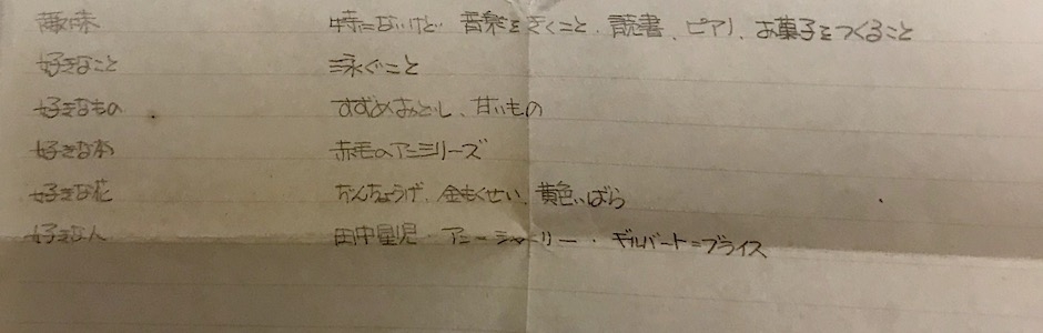 自筆プロフィール