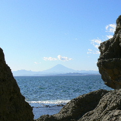 江ノ島から見えた富士山