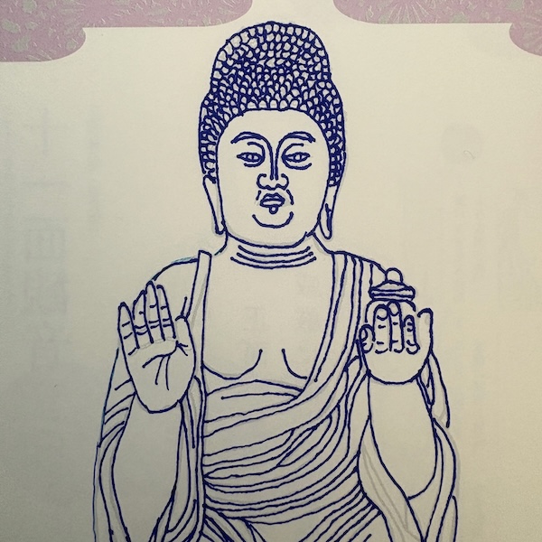 薬師如来像のなぞり描き