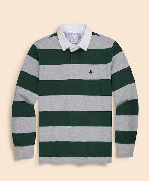 緑とグレイのストライプのラグビージャージ